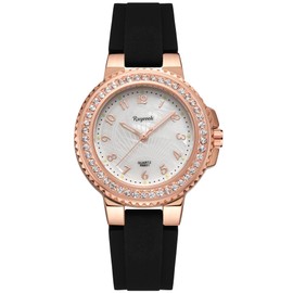 Ladies Watch Crystal Rhinestone Bezel Female Bling Casual Dress Waterproof Nurse Women's Wrist Watches,Analog Quartz (R8651 White Black)