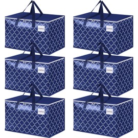 Fabspace Moving Bags, Extra Large Moving Supplies, Heavy Duty Storage Bags, Packing Bags with Reinforced Zippers & Handles, Collapsible Packing Boxes, Storage Totes for Moving, Packing, 125L, 6 Packs