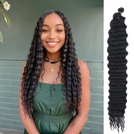 Ocean Wave Crochet Hair 24 Inch Curly Braiding Hair for Goddess Box Braids Crochet Hair Deep Wave Bundles Water Wave Bundles Wet and Wavy Braiding Hair Extensions Dreadlocks(6Pack,1B）