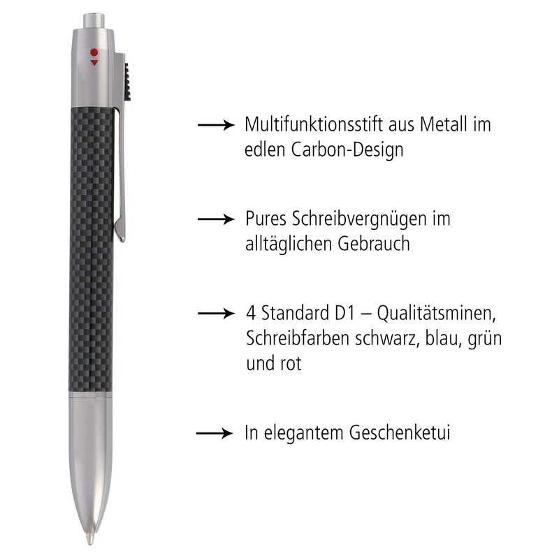ONLINE 4-Color Ballpoint Pen Carbon │ Multifunctional biro │ Four