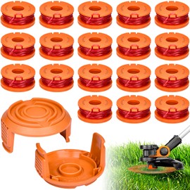 Set of 20 Replacement Grass Trimmer Spool Works with Worx All Grass Trimmers with 20 V, Diameter 1.65 mm, 3 m Length, Includes 18 Pieces Grass Trimmer Thread and 2 Pieces Cap Lid