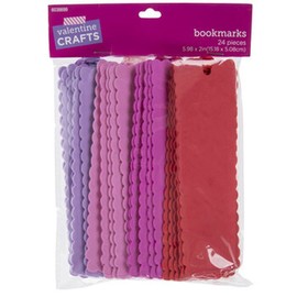 Scalloped Foam Bookmarks in Valentine Colors - Red, Pink, Purple -24 Count