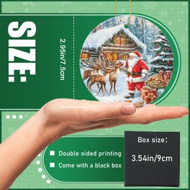 Christmas Ornaments Christmas Tree Decorative 2.95in Hanging Ornaments for Home Decor Christmas Keepsake (Santa Reindeer and Presents)