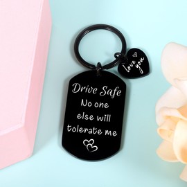 Drive Safe Keychain for Him, Wedding Gifts for Men Boyfriend Gifts for Him, Mens Birthday Gift Ideas, I Love You Gift for Him, Christmas Gifts for Boyfriend Husband