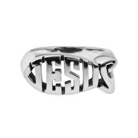 AeraVida Jesus Fish Ichthys Christian Symbol .925 Sterling Silver Ring | Jesus Ring for Women | Christian Love Faith Ring | Sterling Silver Jesus Ring | Jesus Christian Jewelry Gifts