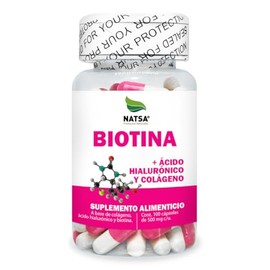 NATSA Biotina con Colágeno y Ácido Hialurónico 100 Cápsulas                                                                                           