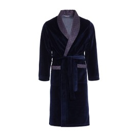 Revise Joel RE-101 Men's Velour Dressing Gown - Long and Elegant, darkblue