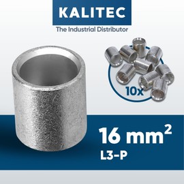 Pack of 10 Kalitec L3-P parallel connectors, 16 mm², uninsulated, crimp connector, blank, cable connector, industrial quality from the German dealer