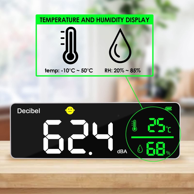 Smart Decibel Meter Large Colored LED Screen Display Sound Level