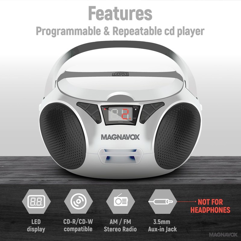 Magnavox MD6924 Portable Top Loading CD Boombox with AM/FM Stereo