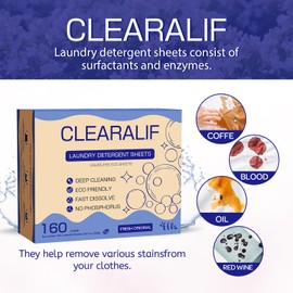 CLEARALIF Laundry Detergent Sheets Up to 160 Loads, Fresh Original - Great For Travel,Apartments, Dorms,Laundry Detergent Strips Eco Friendly & Hypoallergenic