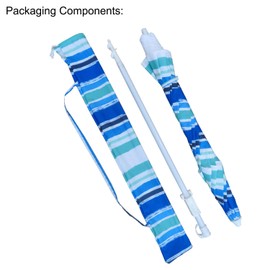 7ft Beach Umbrella with sand anchor & Tilt pole Sun Shelter, UV 50+ Protection Outdoor Sunshade Umbrella with Carry Bag for Patio Garden Beach Pool Backyard (S20T Blue Stripe)