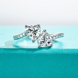 AnuClub Heart Cut Moissanite Rings 2.168cttw D Color VVS1 925 Sterling Silver Statement Engagement Wedding Promise Ring for Women with Certificate Size 5