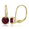 Yellow Gold Flashed Sterling Silver Created Ruby Leverback Earrings
