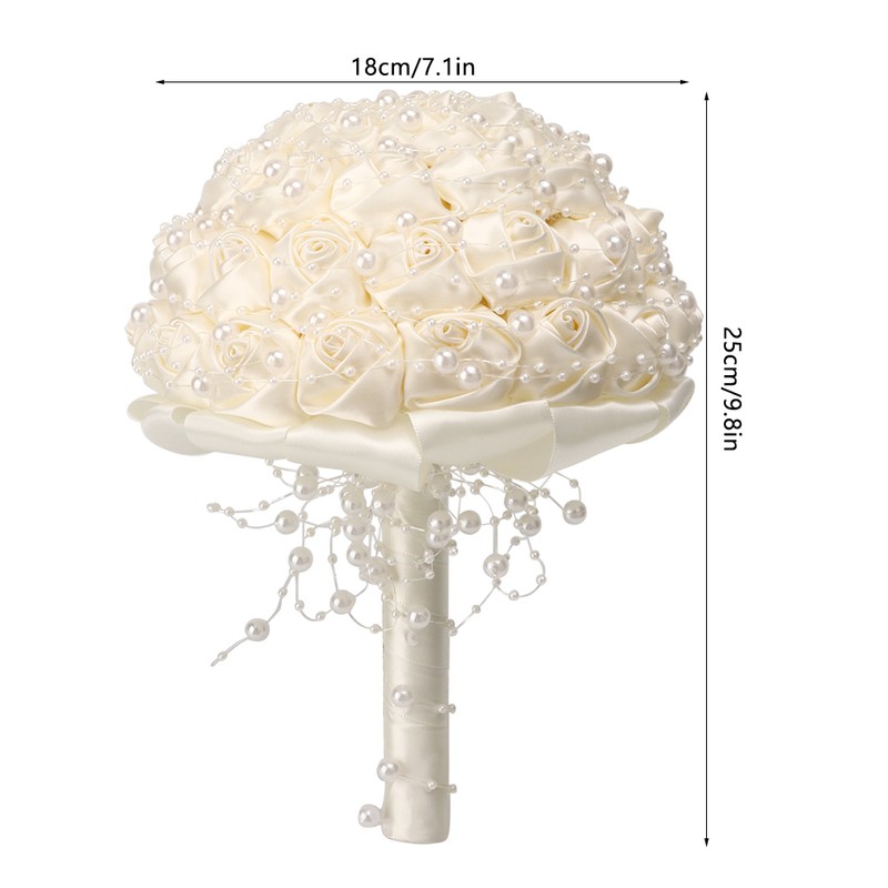 Delicate Bridal Buequet Crystal Artificial Pearl Holding Flowers Wedding Decor