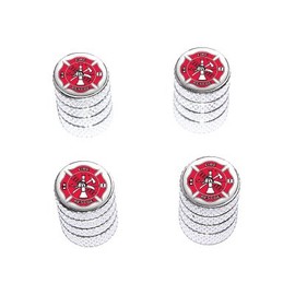 Fire and Rescue Firefighter Firemen Maltese Cross - Tire Rim Valve Stem Caps - Aluminum
