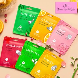 Hydrating Facial Mask Variety Pack – 18 Face Sheet Masks for Sensitive, Dry, Oily, and Combination Skin | Aloe Vera, Vitamin C, Pomegranate, Honey, Green Tea & Rose for Radiant, Glowing Skin