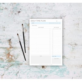 Daily Time Management Planner with A5 Size Tear-off 95 Sheets, Undated Daily Planner Pad, To Do List, Study Planner, Task Manager, Scheduler, Time Tracker (SKY BLUE)