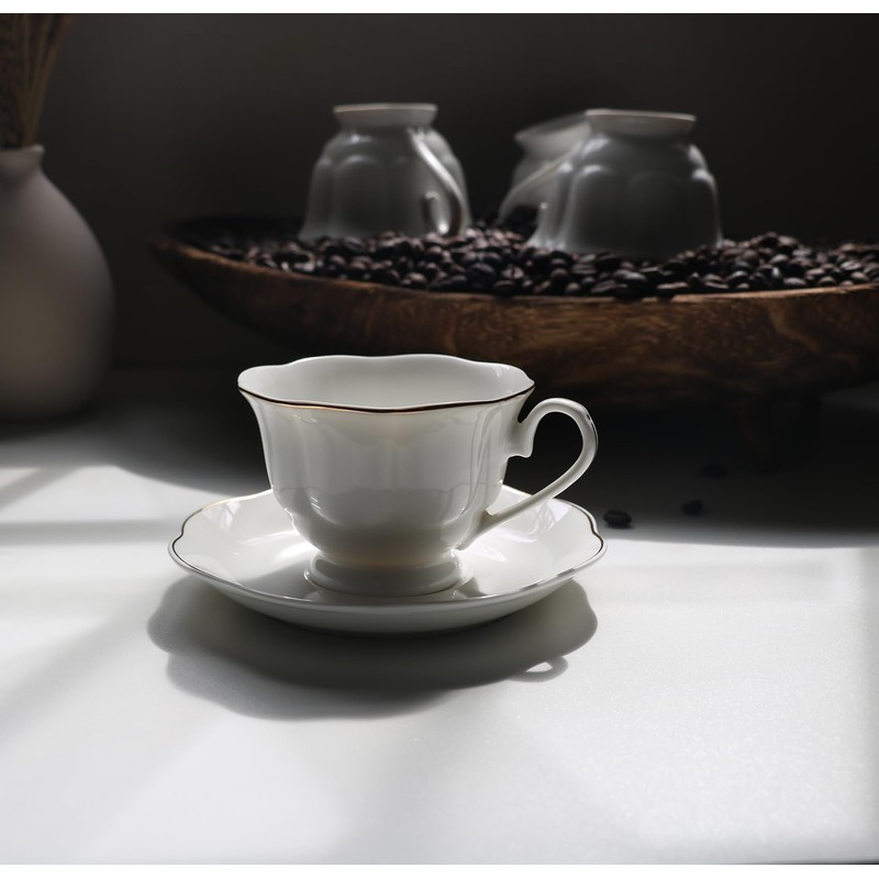 Guangyang 12 Pieces Tea Cup set Fine Porcelain 6oz Cup