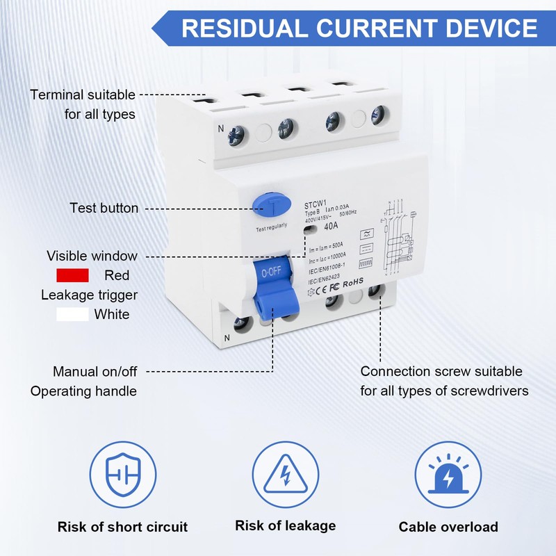 FI Circuit Breaker 40 A 30 mA 4 Pole, Fi