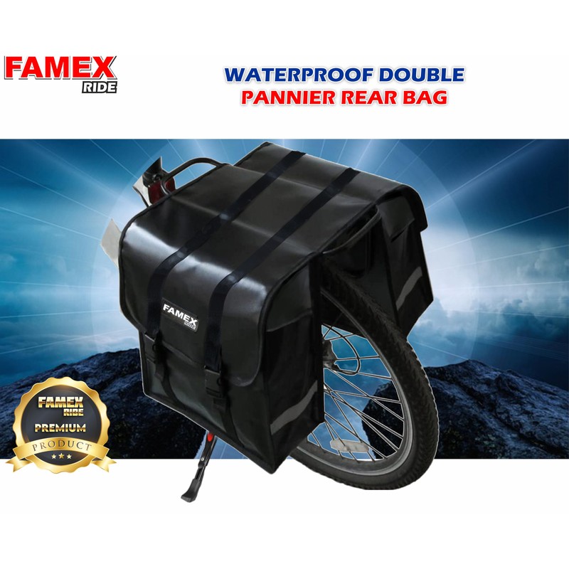 FAMEX RIDE® Double Pannier Bag Shopping Waterproof Bicycle Bicycle Cycle