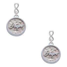 Delight Jewelry Silvertone Hope - Round Seal Silvertone Infinity Post Earrings