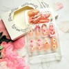 Pink Flower Press on Nails Medium Almond Fake Nails with