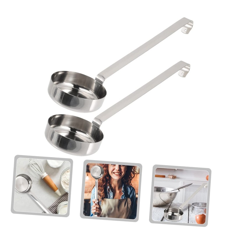iplusmile Pizza Ladle Flat Bottom Soup Spoon 2 Pack Stainless