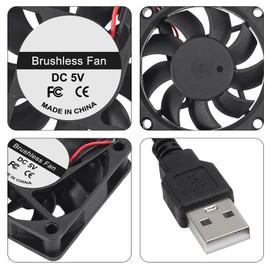 4pcs 6015 Fan 60x60x15mm DC 5V 60mmx15mm Brushless Fan Replacement Ball Bearing 60mm Fan for DIY PC Computer Case Cooling Fan - USB…