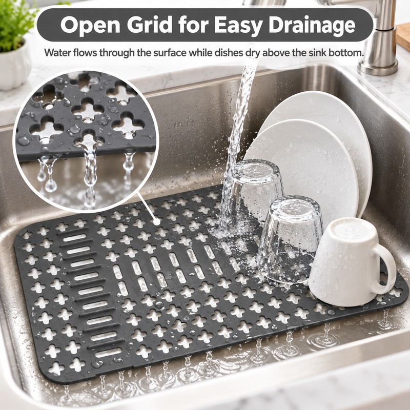 Silicone Sink Protector Mat for Kitchen Sinks – Non-Slip Heat-Resistant