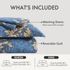 Qiqiong 100% Cotton Elegant Floral King Quilt Set, Denim Blue