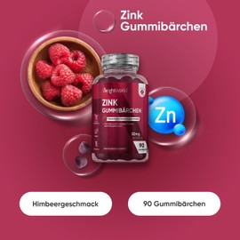 WeightWorld Zinc Gummy Bear 25 mg - 90 Zinc Citrate Gummies - Without Gelatin & Vegan - Zinc Dietary Supplement with Raspberry Flavour - Alternative to Capsules & Tablets