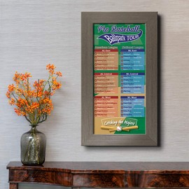 Baseball Ballparks Bucket List Tracker - Barnwood Gray Frame - 13.5 inches x 23.5 inches - Pin Your Baseball Stadium Visits - Canvas Wall Art