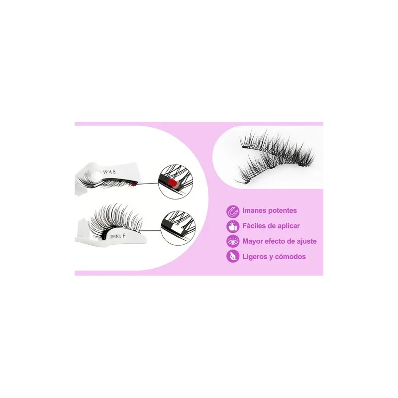 2 Pares Pestañas Postizas Naturales Magnética Reutilizable