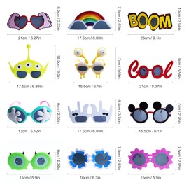 Qunonaty Funny Party Sunglasses -12 Pack Fun Novelty Glasses, Cool Costume Sunglasses Party Masks, Fancy Summer Party Favors, Funny Photo Booth Props, Crazy Sunglasses for Adults, Kids,Parties
