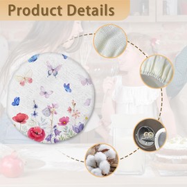 Sourdough Starter Cloth Covers, Spring Butterflies in Bloom Fermentation Fabric Lids, Fits 3-4 Inch Jar Mouths, 5-Pack