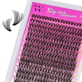 Lash Clusters Wispy 280PCS Eyelash Clusters 40D Lashes Clusters 9-16mm Cluster Eyelash Extensions Individual Lashes Soft Eyelashes Clusters with Thin Band False Eyelashes at Home(40D,D-Mix9-16mm)