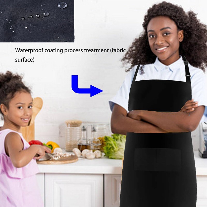 XUTONG Chef Aprons and Chef Apron Hat, Black Apron for