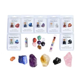 22Pcs Healing Crystals and Stones Set, Natural Raw Crystals, Tumbled Chakra Stones, Crystal Bottle Cards, Selenite Crystal Stick, Crystals Wands for Meditation, Reiki, Chakra Healing, Yoga, Gift