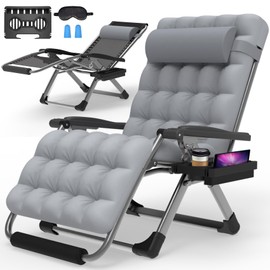 Suteck Oversized Zero Gravity Chair,33In XXL Lounge Chair w/Removable Cushion&Headrest, Reclining Camping Chair w/Upgraded Lock and Footrest, Reclining Patio Chairs Recliner for Indoor Outdoor,500LBS