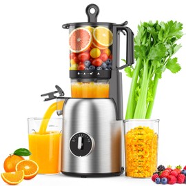 COWSAR Cold Press Juicer, Juicer Machines with 5.4" Wide Feed Chute, High Juice Yield Slow Masticating Juicer, Quiet Motor Juice Extractor for Whole Fruits & Vegetables