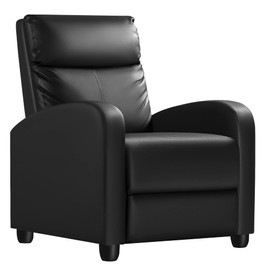 Homall Modern Recliner Chair Padded Seat Pu Leather for Living Room Single Sofa Recliner Seat Club Chair Home Theater Seating (Black)