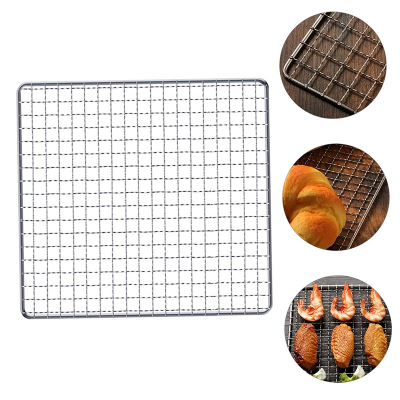 SUPVOX Stainless Steel BBQ Grill Mesh Rack - 20x20cm Square