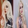 White Blonde Synthetic Lace Front Wigs for Women Long Wavy