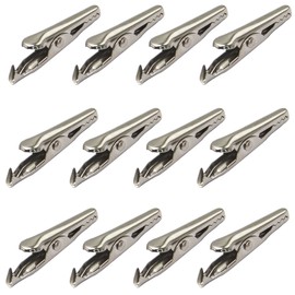 IEUYO Multipurpose Steel Alligator Clips (100-Pack) - Nickel-Plated Silver Crocodile Clamps for Battery Testing, Place Card Holders - 35mm Small