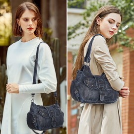 Angel Kiss Hobo Bags for Women Vegan Leather Shoulder Purses and Handbags Ladies Roomy Tote Bags Purse with Crossbody Strap,Brown