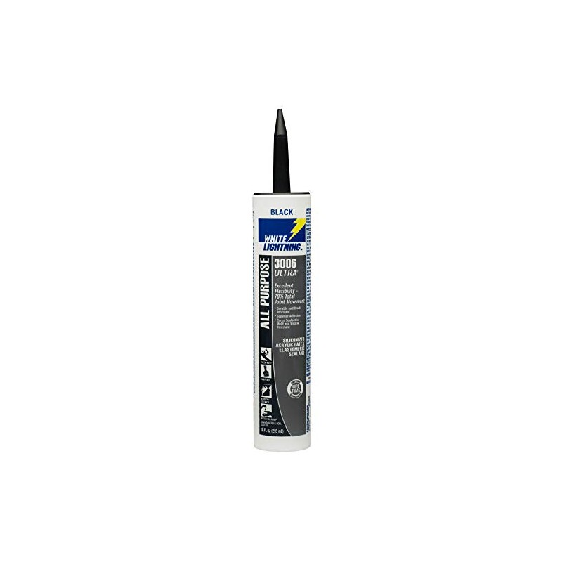 White Lightning W11005010 3006 Ultra All Purpose Elastomeric Sealant, Black,