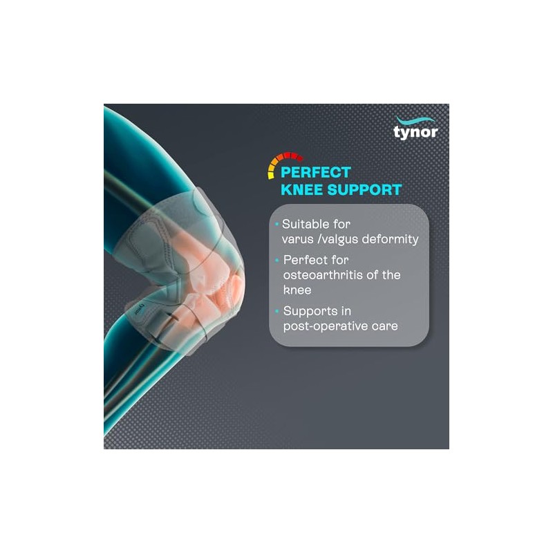 Tynor OA Knee Support (Neo), Grey, Right, XXL, 1 Unit
