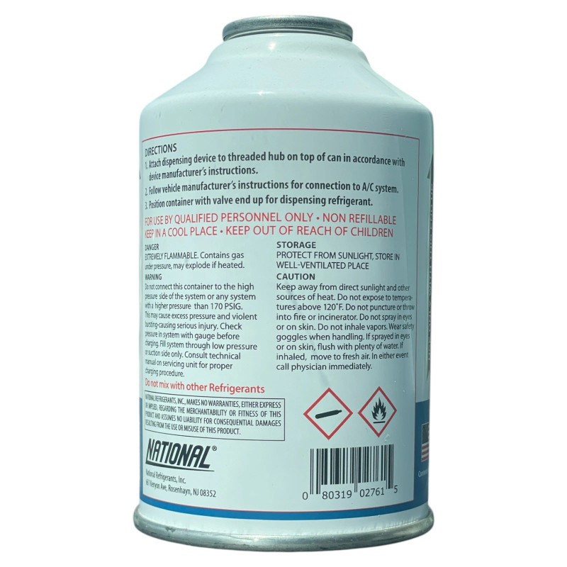 National R1234yf Refrigerant Automotive A/C Recharge 8oz Self Sealing Can