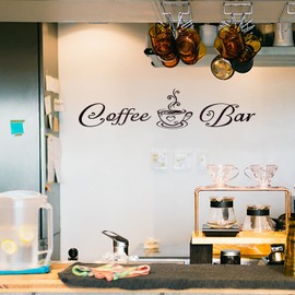 SUPERDANT Coffee Wall Stickers Vintage Coffee Bar Decor Coffee Cup Vinyl Wall Decal Cafe Glass Door Sticker PVC Wall Art for Coffee Bar Cafe Kitchen Wall Decoration